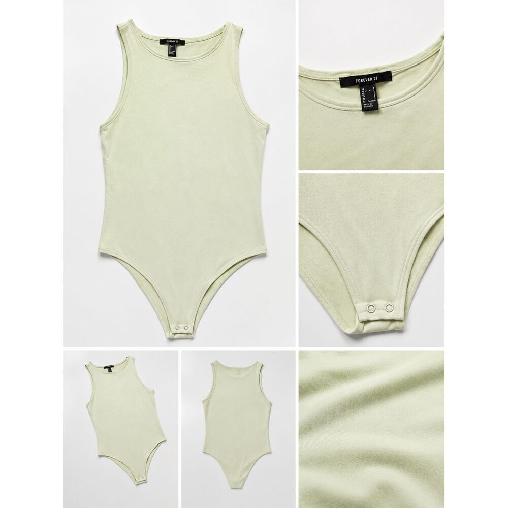 Forever 21 Women's Ivory Sleeveless Bodysuit Snap Crotch Size Small